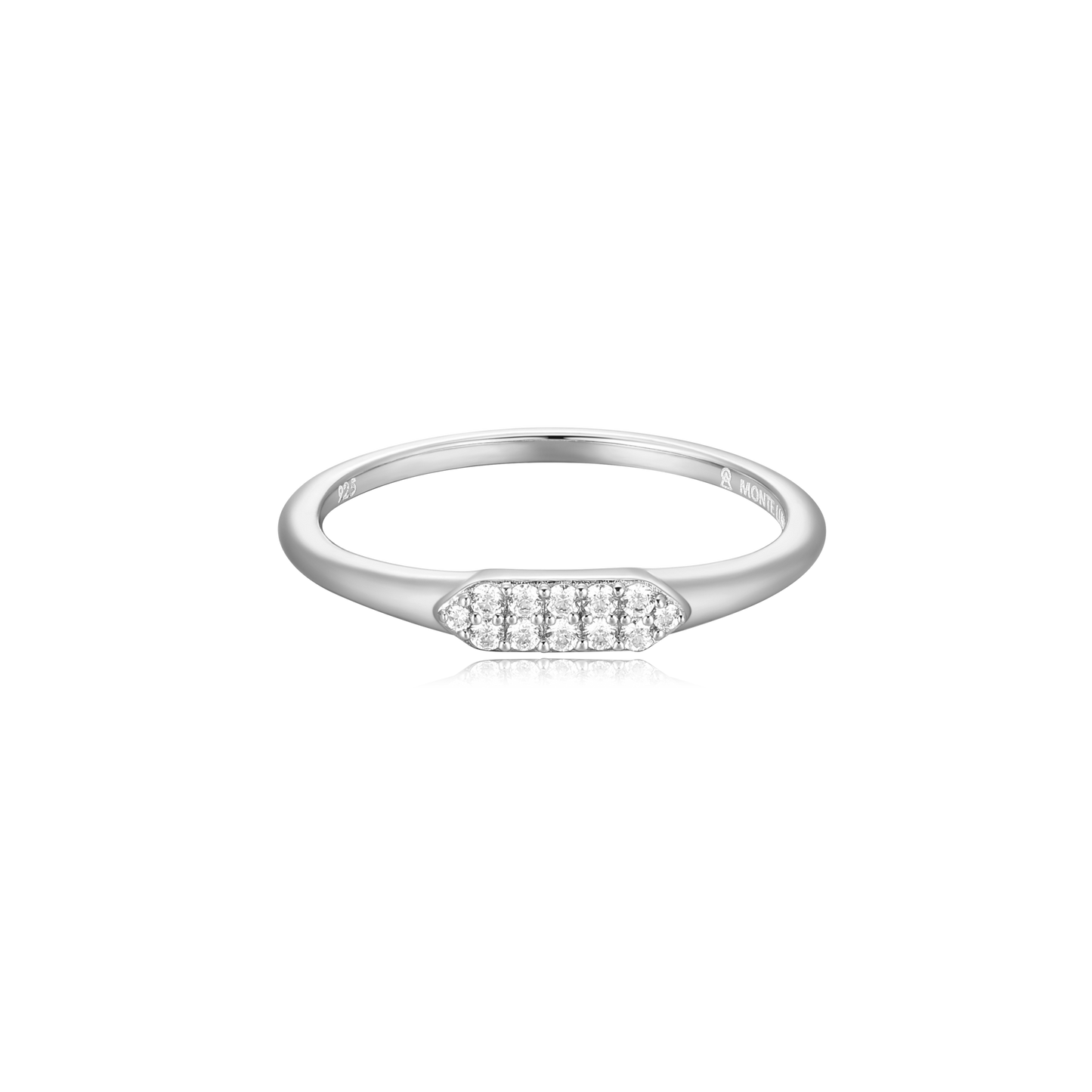 Long Hex Stackable Ring in Rhodium Plated Sterling Silver