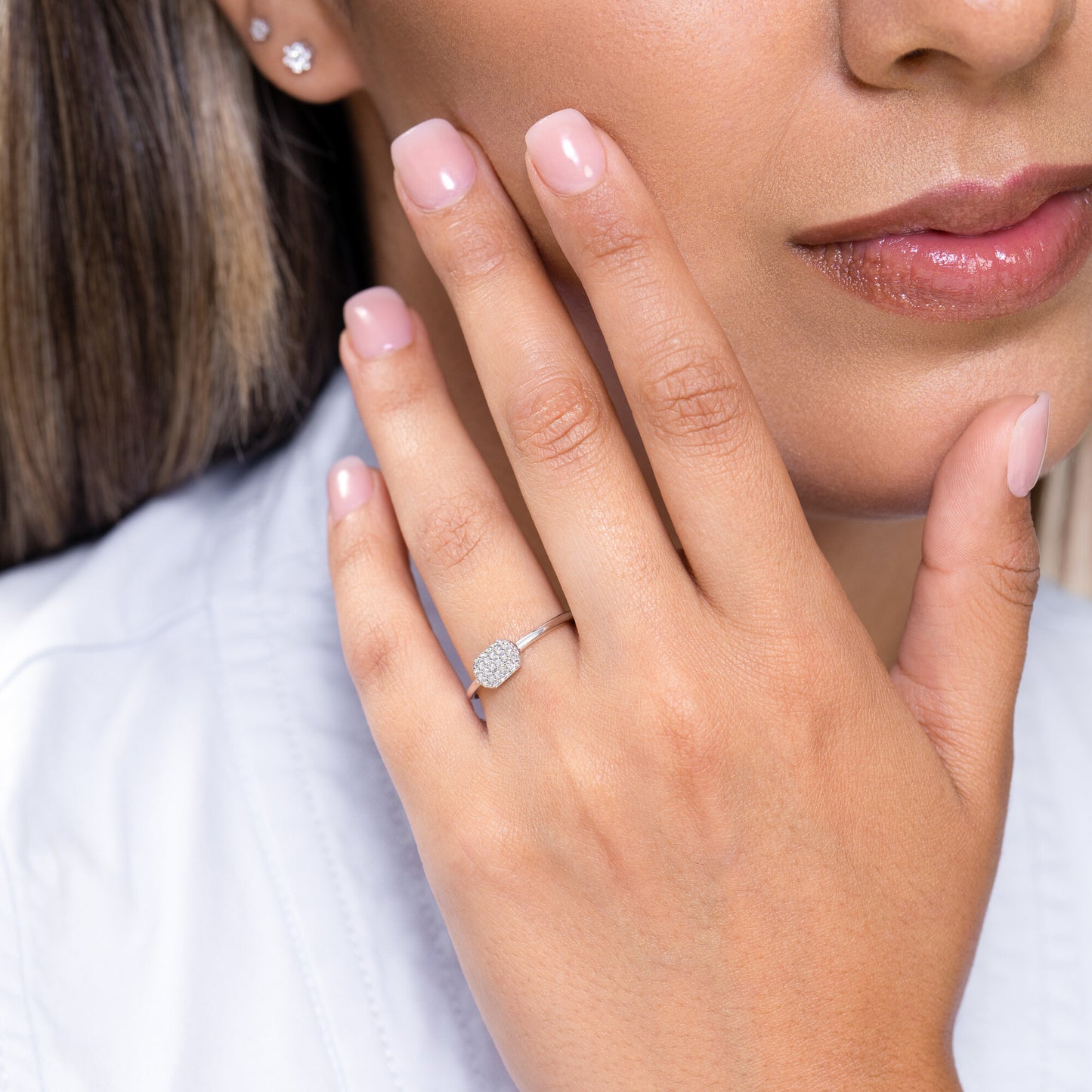 Dog Tag Stackable Ring
 in Rhodium Plated Sterling Silver