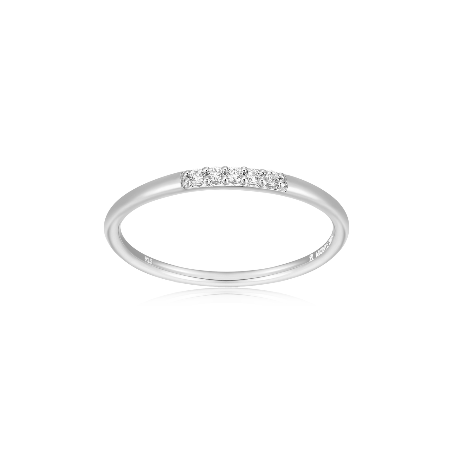 Diamond Line Stackable Ring in Rhodium Plated Sterling Silver