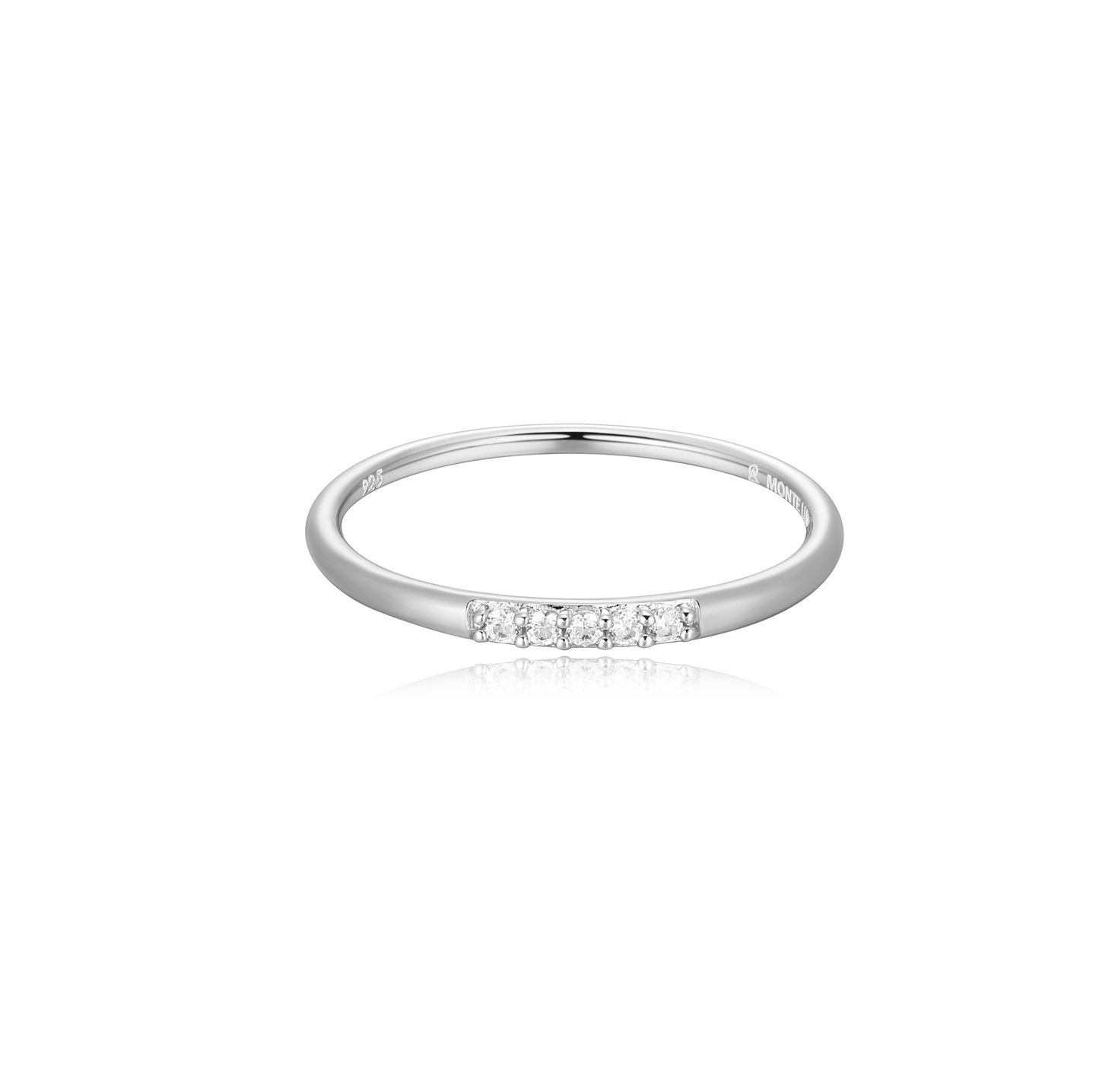 Diamond Line Stackable Ring in Rhodium Plated Sterling Silver