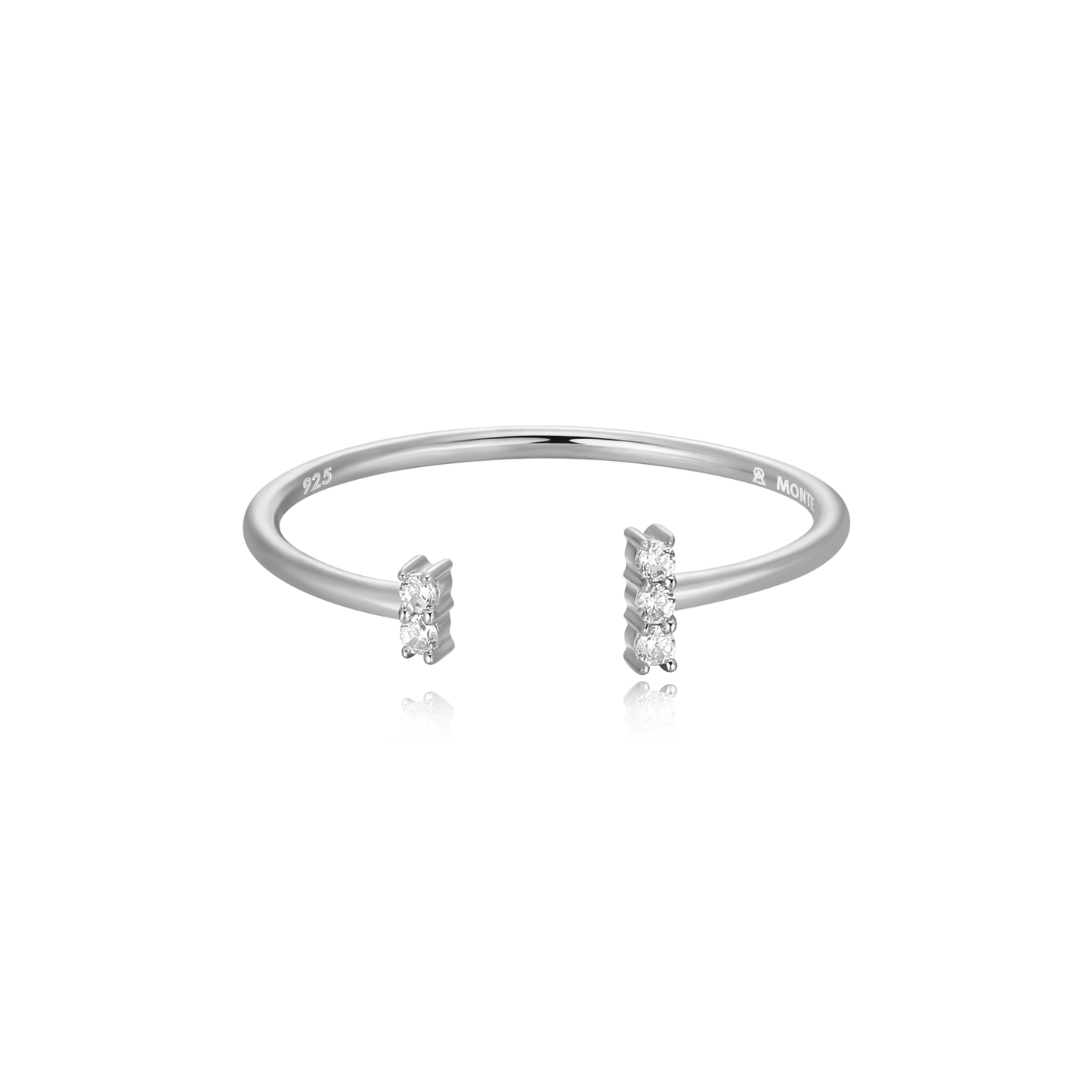 Wide Parallel Open Ring in Rhodium Plated Sterling Silver