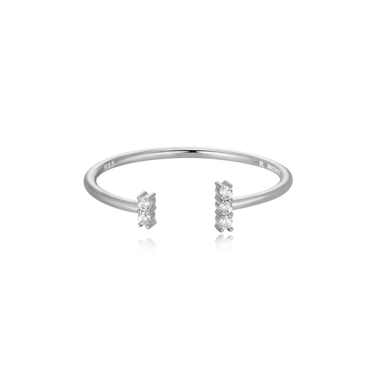 Wide Parallel Open Ring in Rhodium Plated Sterling Silver | M by Monte Luna