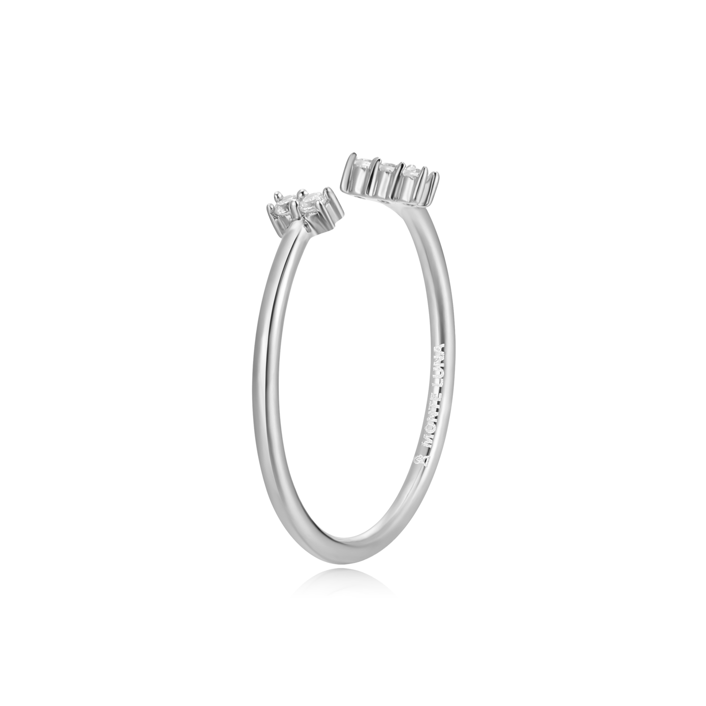 Wide Parallel Open Ring in Rhodium Plated Sterling Silver