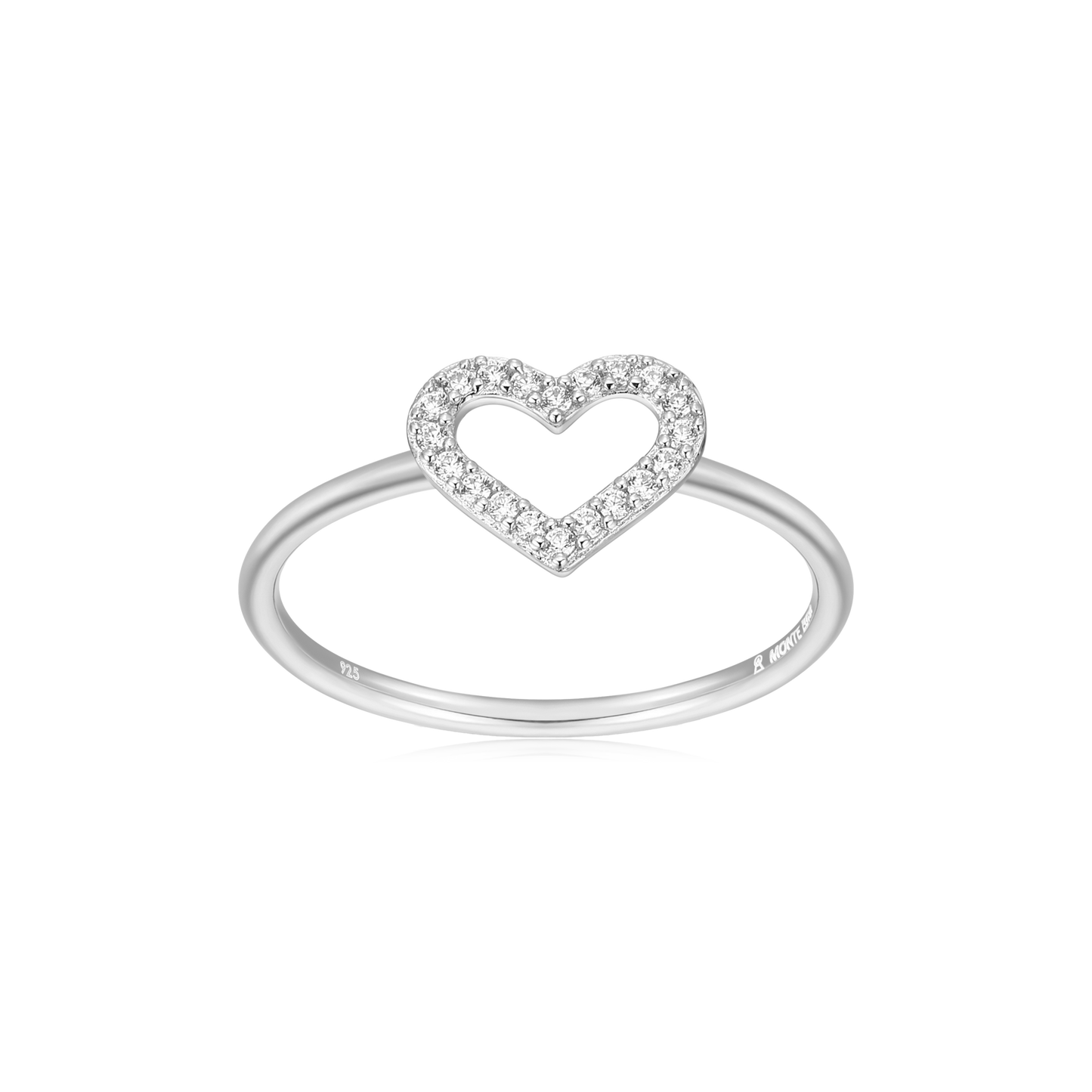 Open Heart Statement Ring in Rhodium Plated Sterling Silver