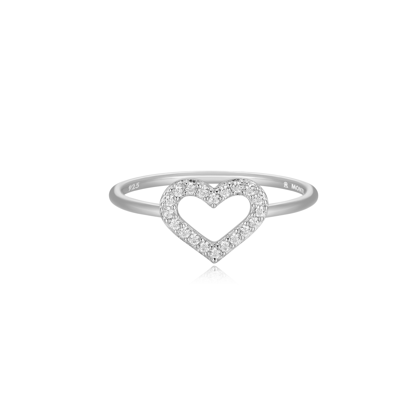 Open Heart Statement Ring in Rhodium Plated Sterling Silver