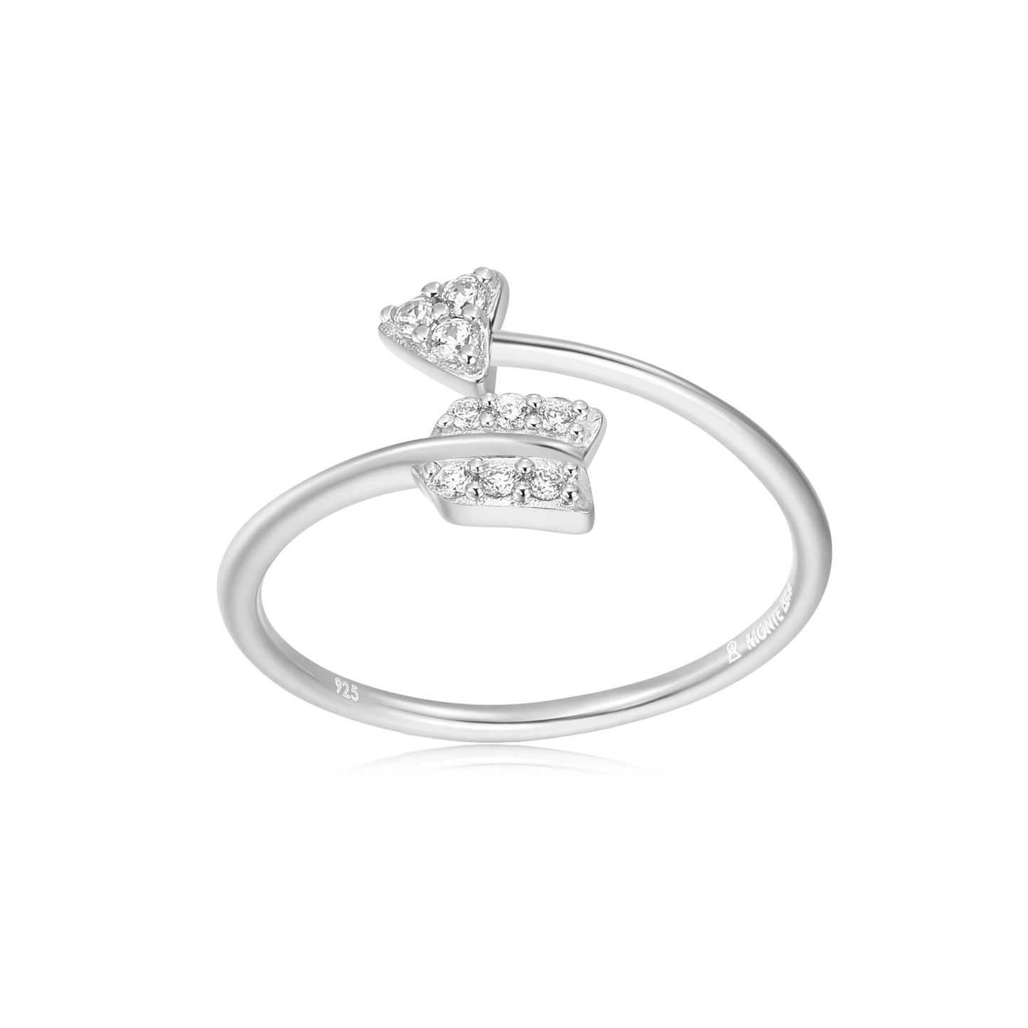 Arrow Bypass Ring in Rhodium Plated Sterling Silver