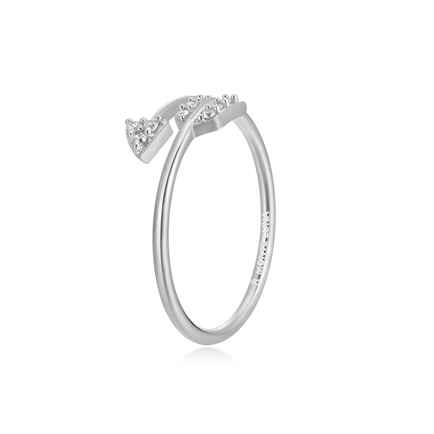 Arrow Bypass Ring in Rhodium Plated Sterling Silver