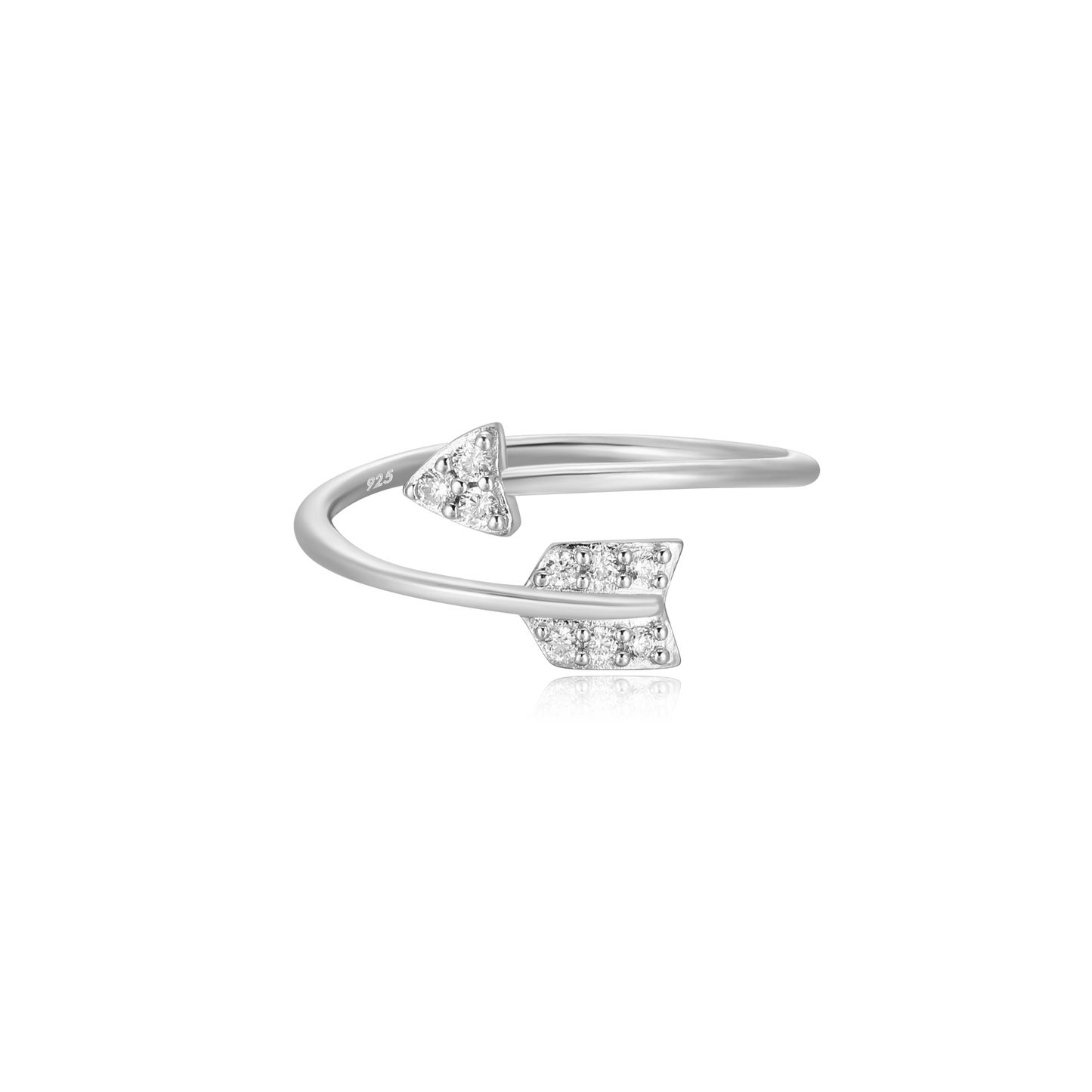 Arrow Bypass Ring in Rhodium Plated Sterling Silver