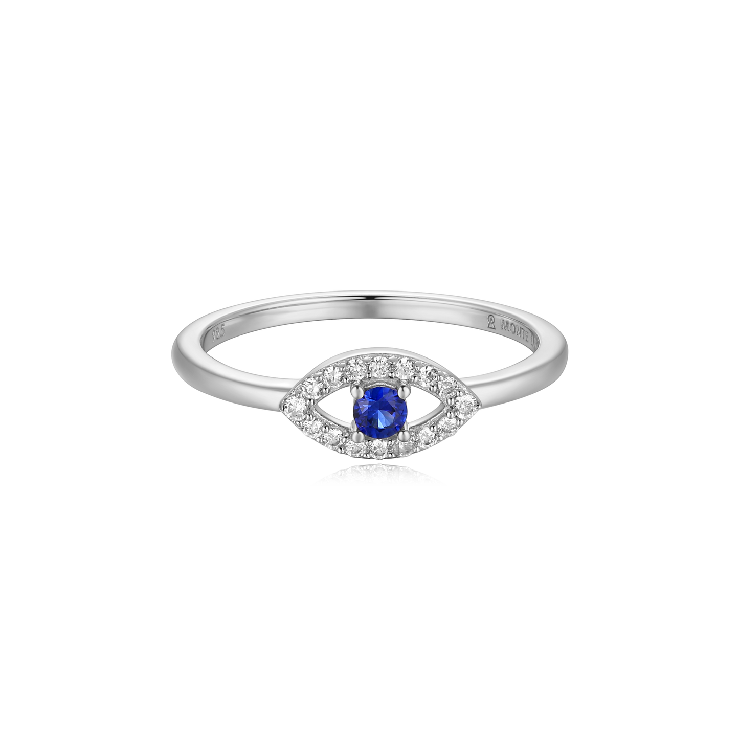 Evil Eye Statement Ring in Rhodium Plated Sterling Silver