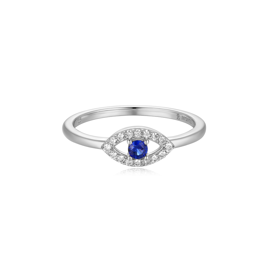 Evil Eye Statement Ring in Rhodium Plated Sterling Silver