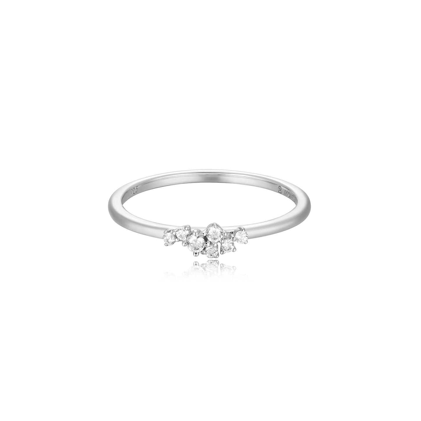 Lab Created Diamond Scatter Stackable Ring in Rhodium Plated Sterling Silver