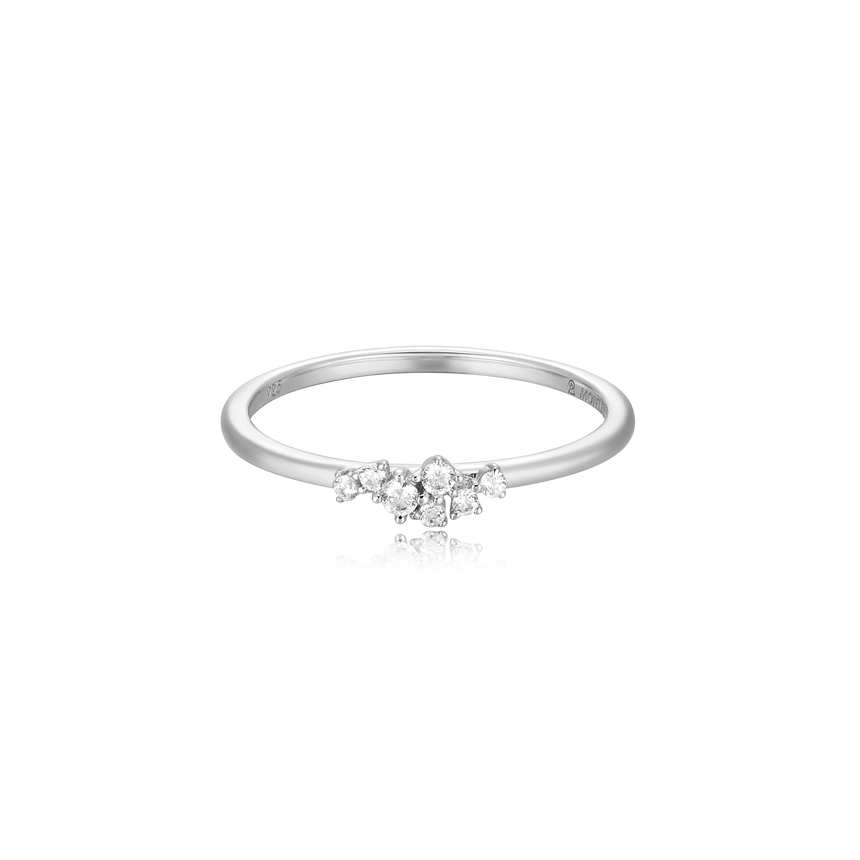 Lab Created Diamond Scatter Stackable Ring in Rhodium Plated Sterling Silver