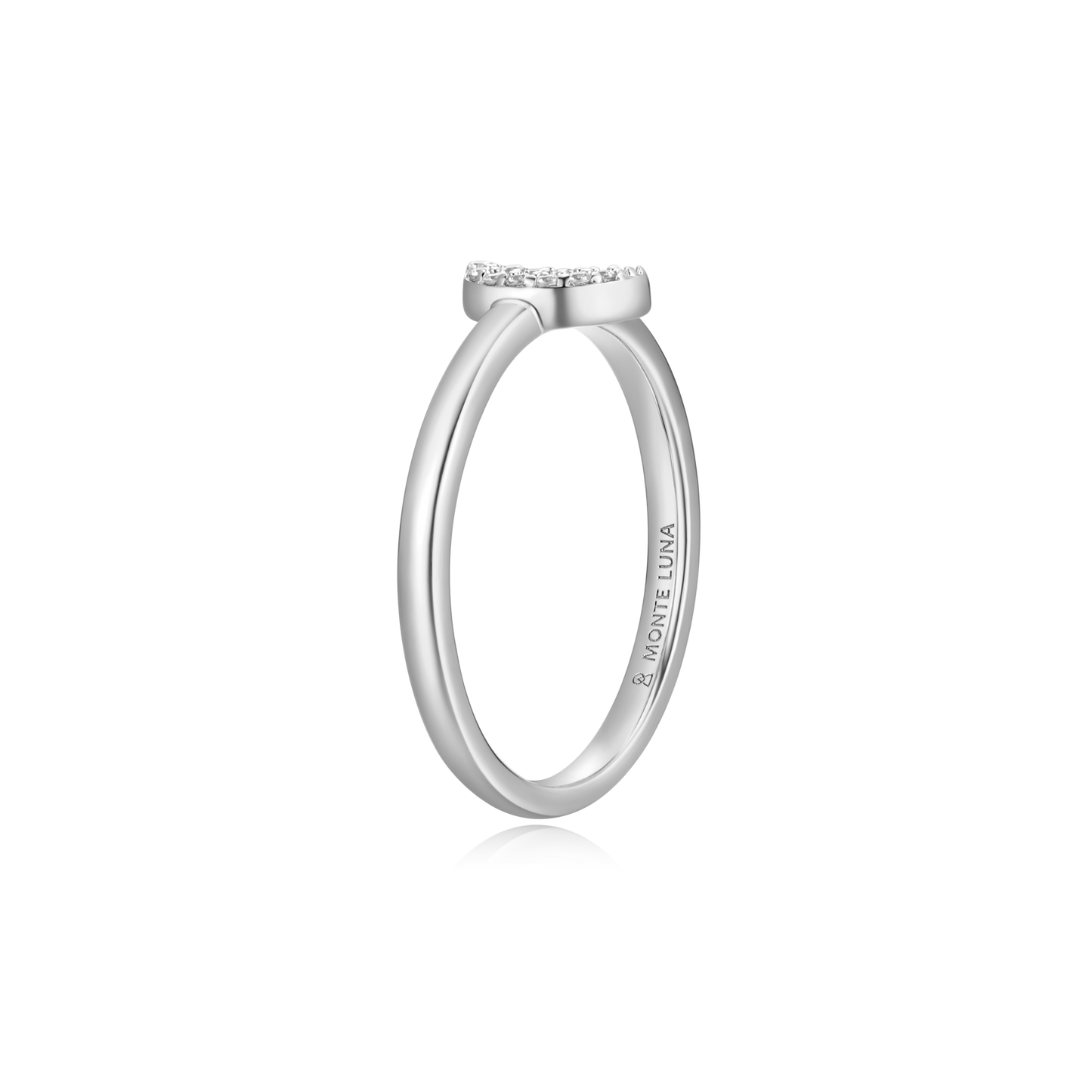 Crescent Statement Ring in Rhodium Plated Sterling Silver