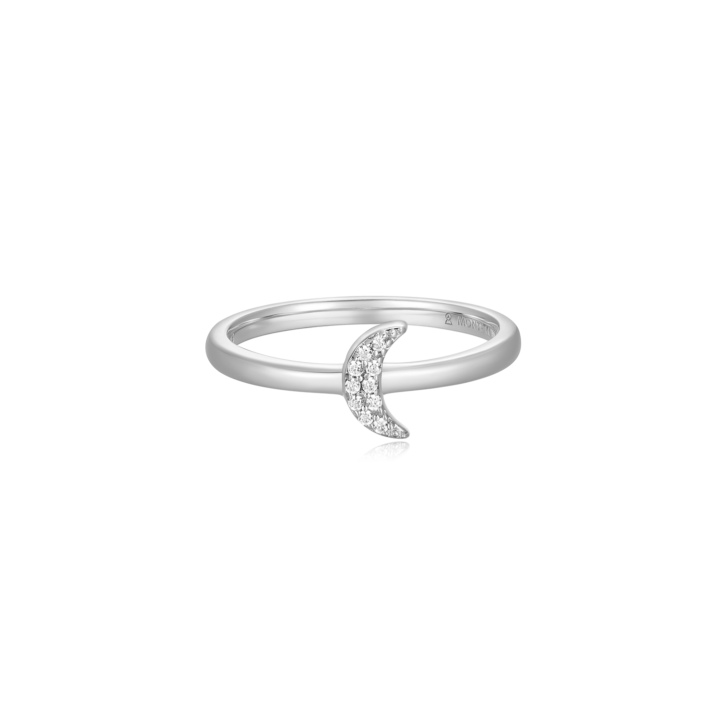 Crescent Statement Ring in Rhodium Plated Sterling Silver