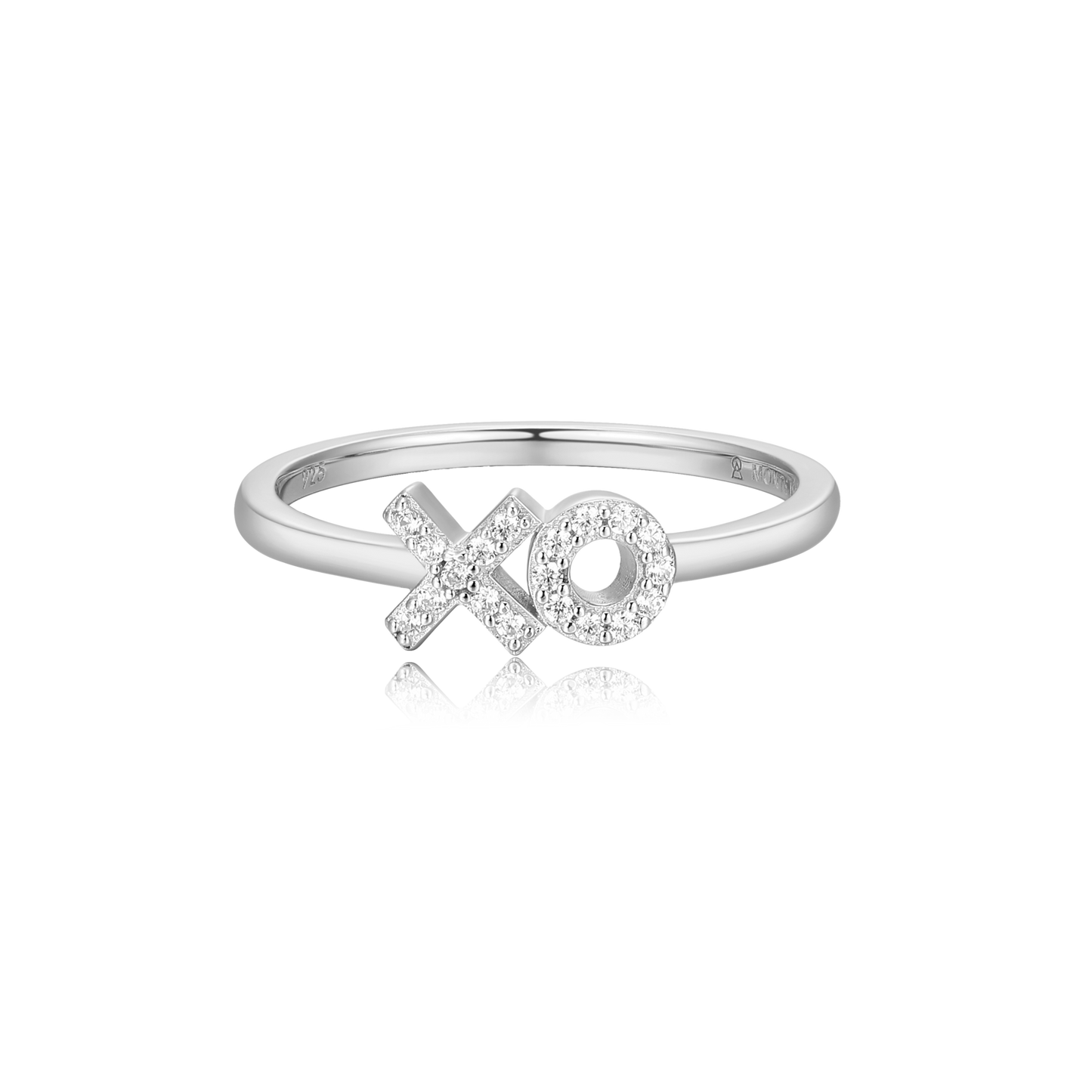 XO Stackable Ring in Rhodium Plated Sterling Silver