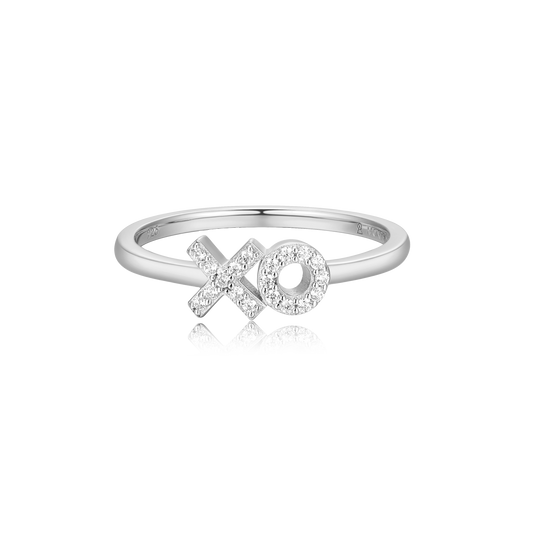 XO Stackable Ring in Rhodium Plated Sterling Silver