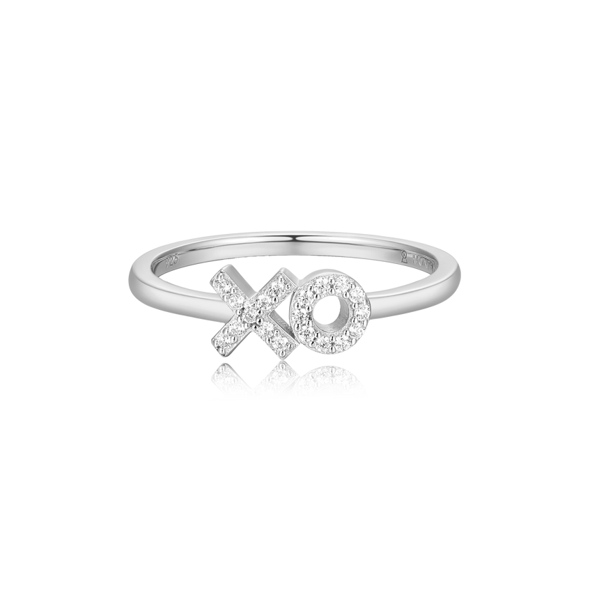 XO Stackable Ring in Rhodium Plated Sterling Silver