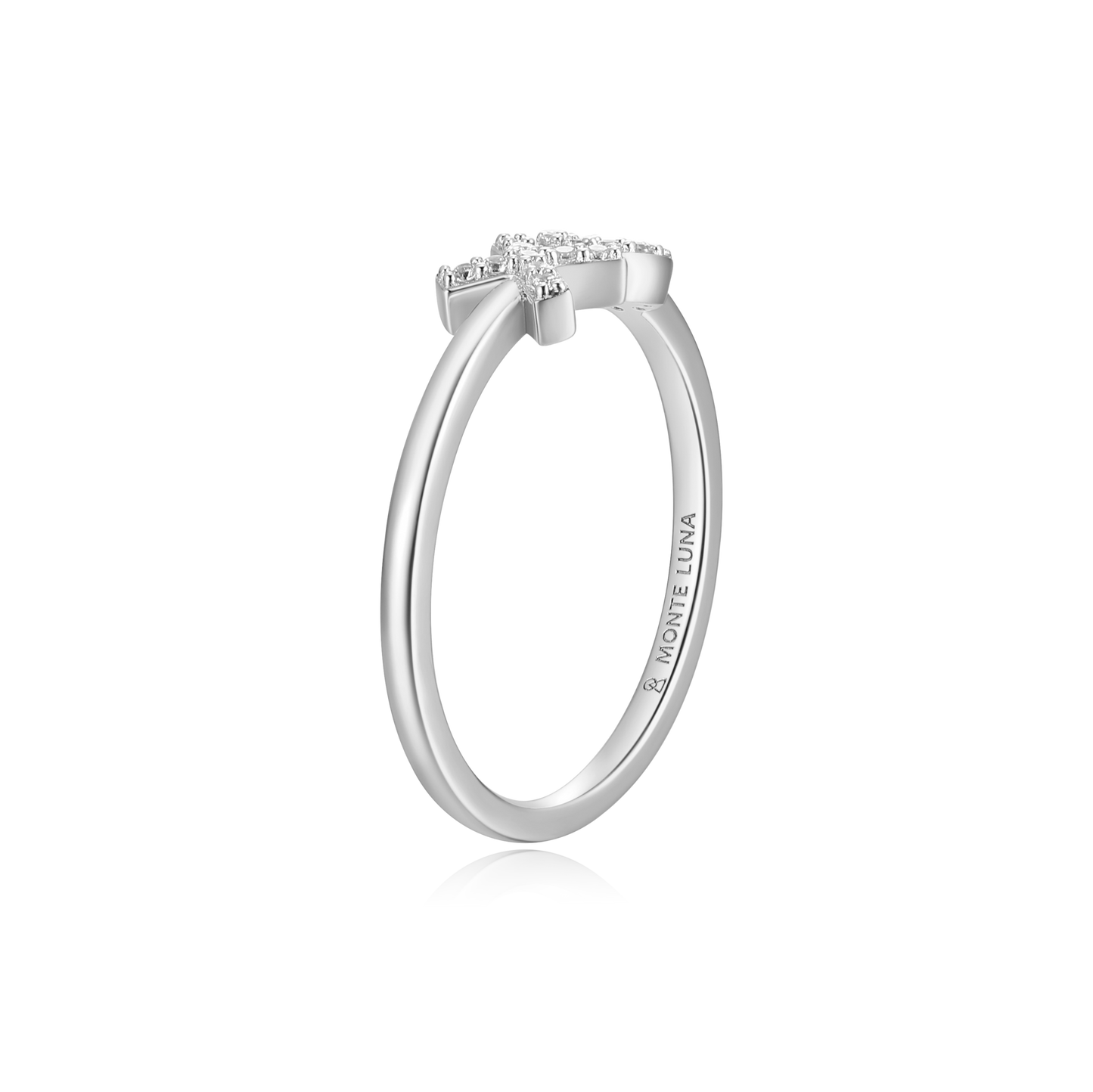 XO Stackable Ring in Rhodium Plated Sterling Silver