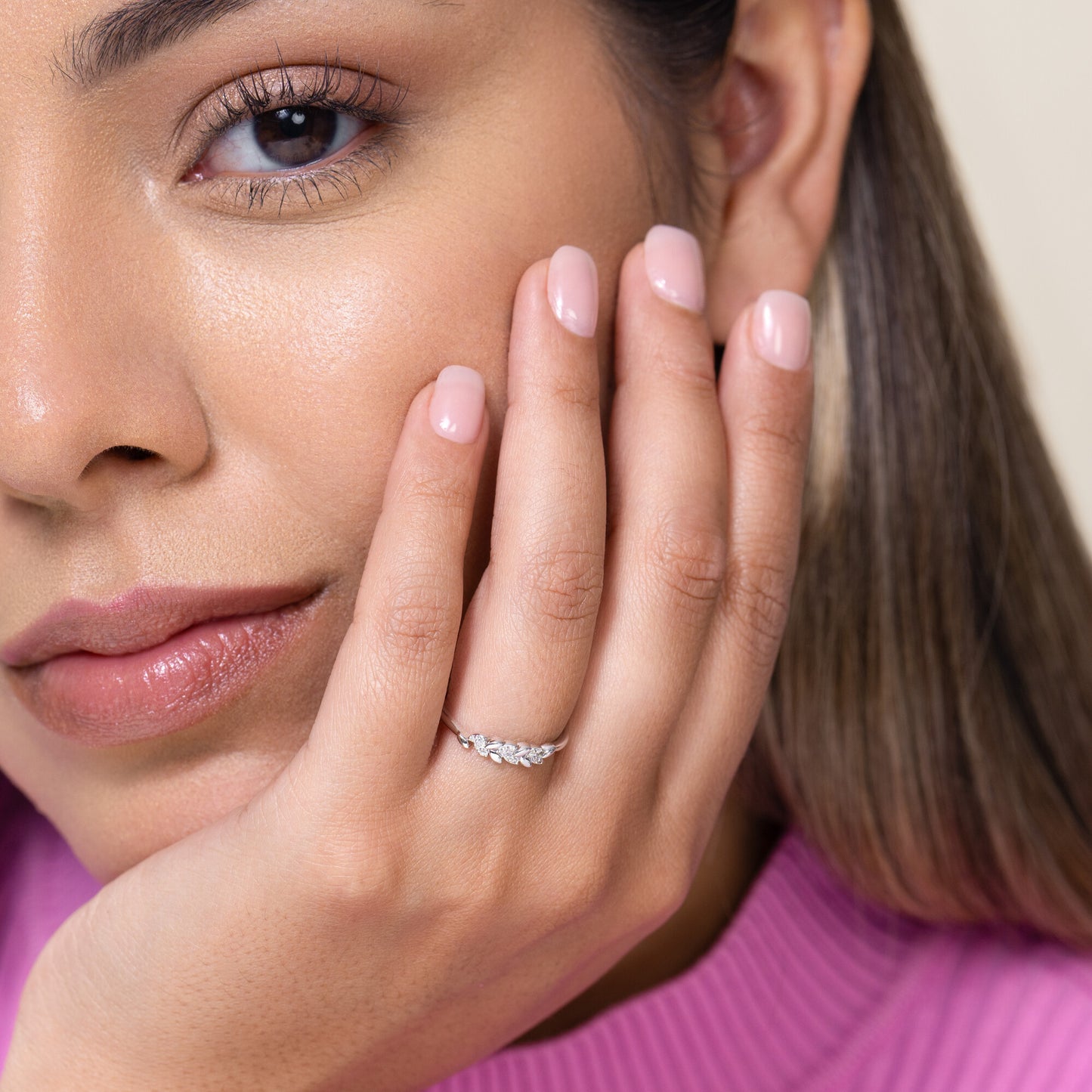 Laurel Statement Ring in Rhodium Plated Sterling Silver