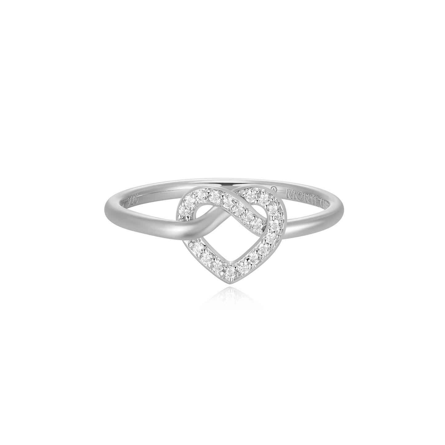 Knotted Heart Statement Ring in Rhodium Plated Sterling Silver