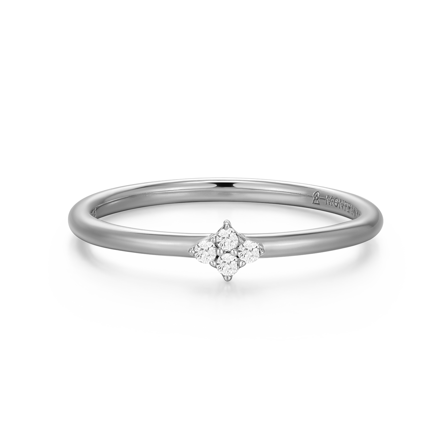 Four Cluster Lab-Created Diamond Ring in Rhodium-Plated Sterling Silver