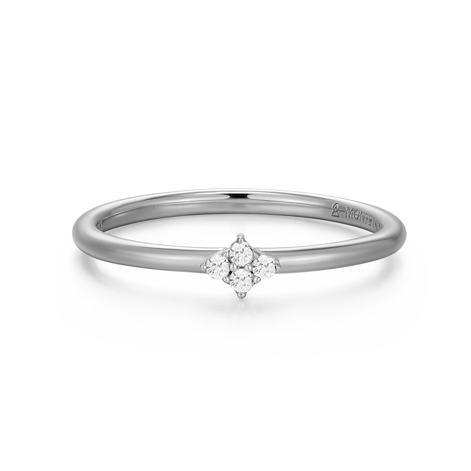 Four Cluster Lab-Created Diamond Ring in Rhodium-Plated Sterling Silver