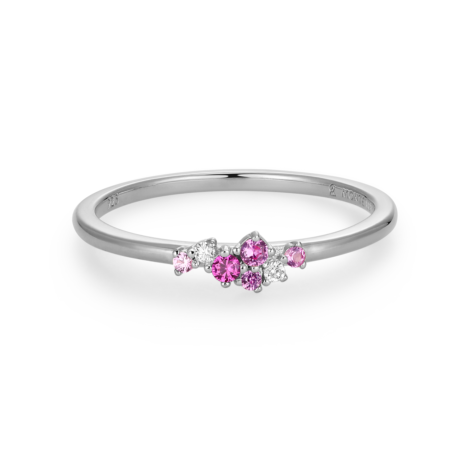 Scattered Ombre Lab-Created Ruby & Diamond Ring in Rhodium-Plated Sterling Silver