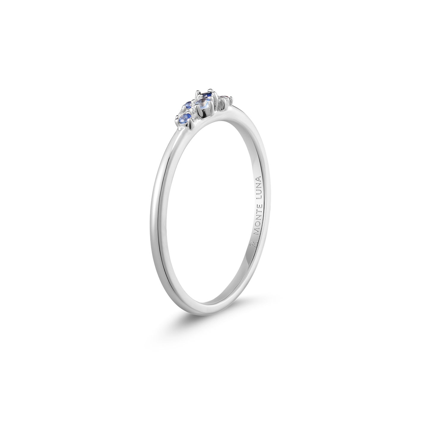 Scattered Ombre Lab-Created Sapphire & Diamond Ring in Rhodium-Plated Sterling Silver | M by Monte Luna