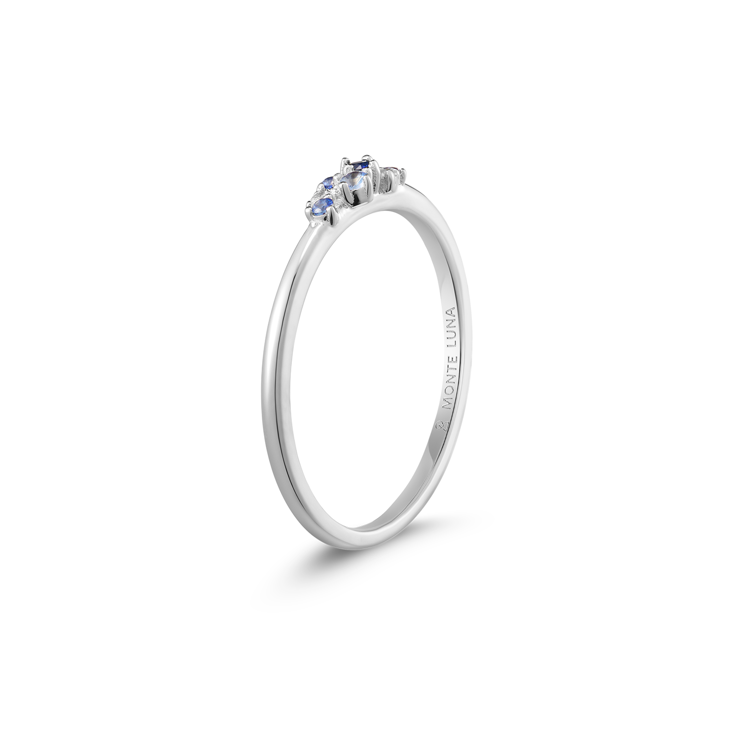 Scattered Ombre Lab-Created Sapphire & Diamond Ring in Rhodium-Plated Sterling Silver | M by Monte Luna