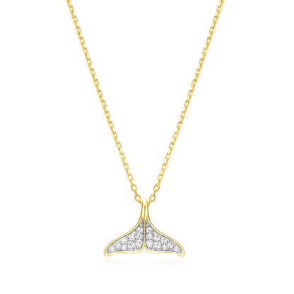 Whale Tail Pendant Necklace in 14k Yellow Gold Plated Sterling Silver | M by Monte Luna