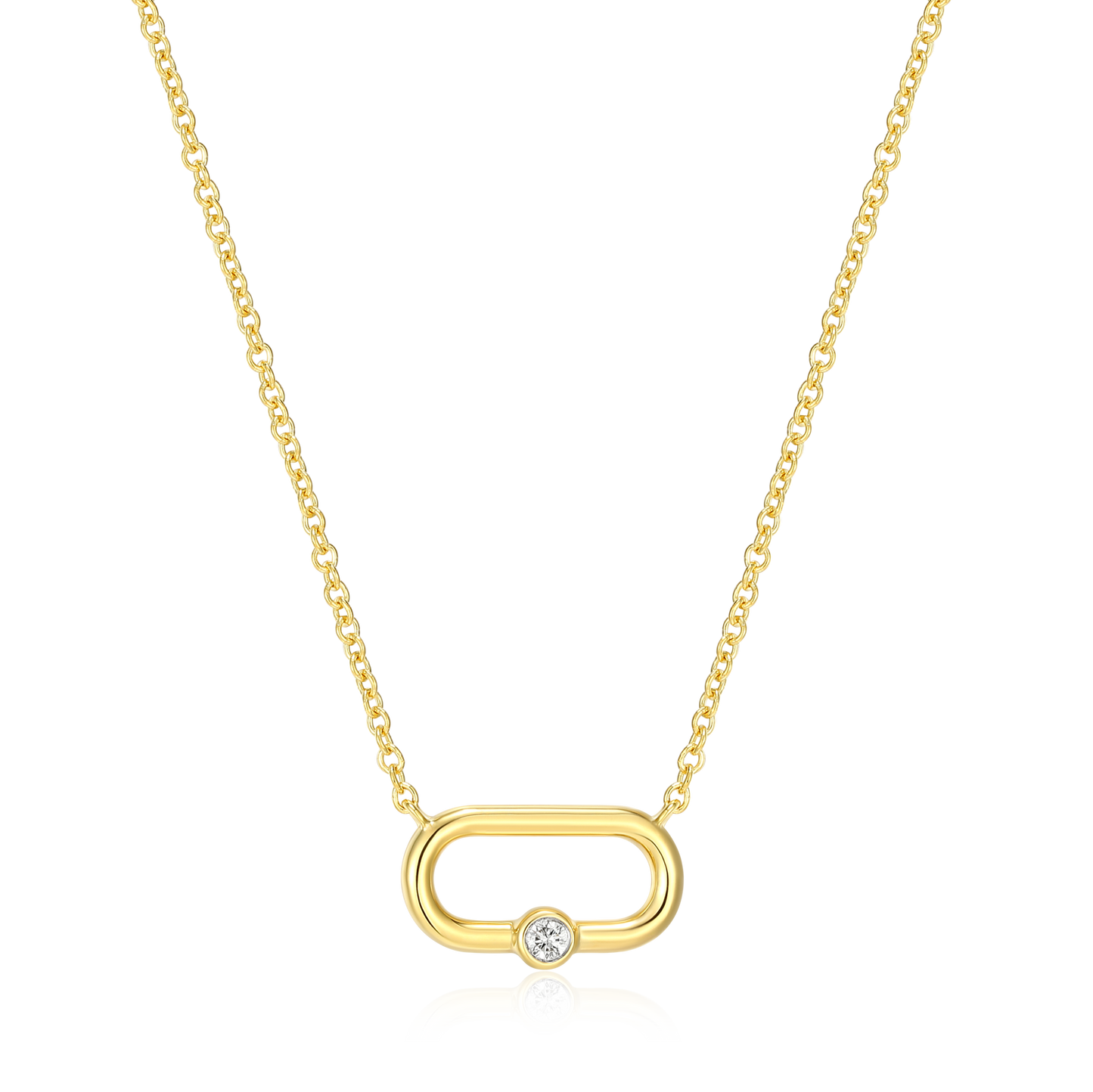 Oval Link Necklace in 14k Yellow Gold Plated Sterling Silver