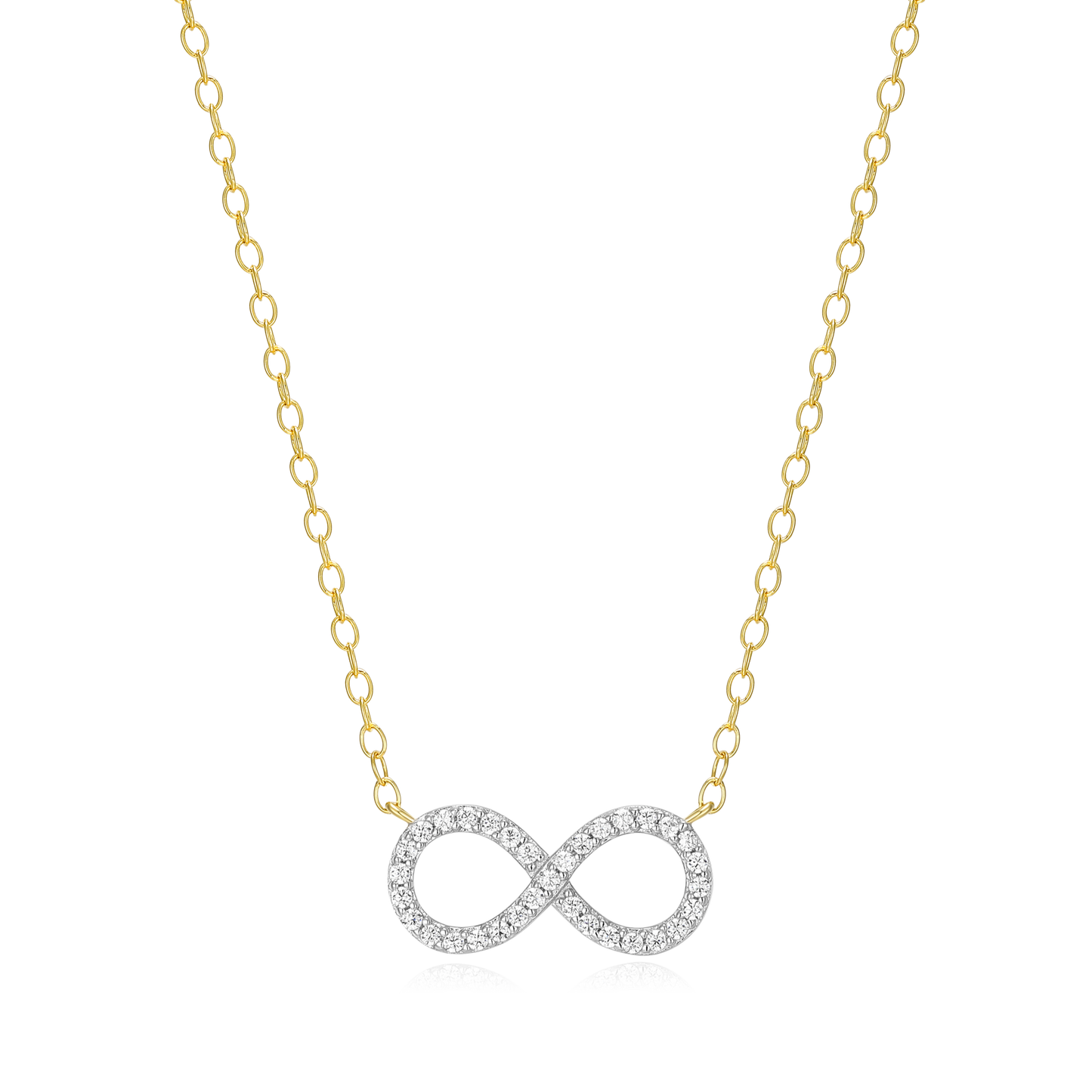 Infinity Statement Necklace in 14k Yellow Gold Plated Sterling Silver