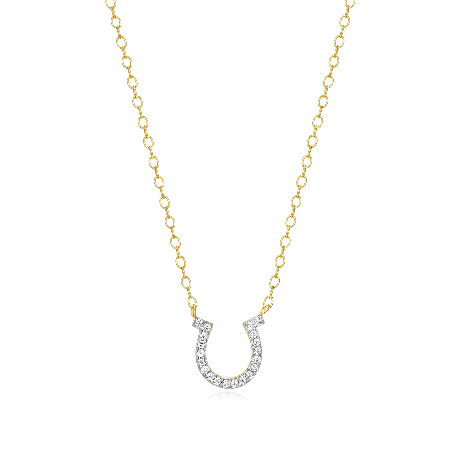 Horseshoe Statement Necklace in 14k Yellow Gold Plated Sterling Silver