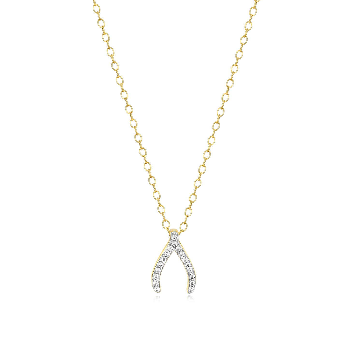 Wishbone Pendant Necklace in 14k Yellow Gold Plated Sterling Silver