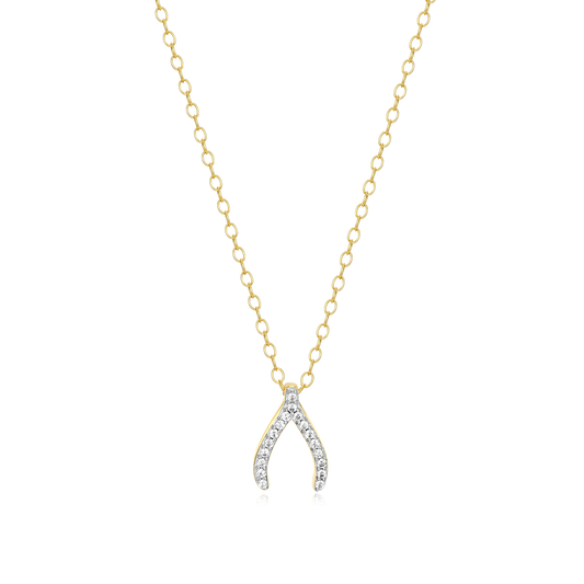 Wishbone Pendant Necklace in 14k Yellow Gold Plated Sterling Silver