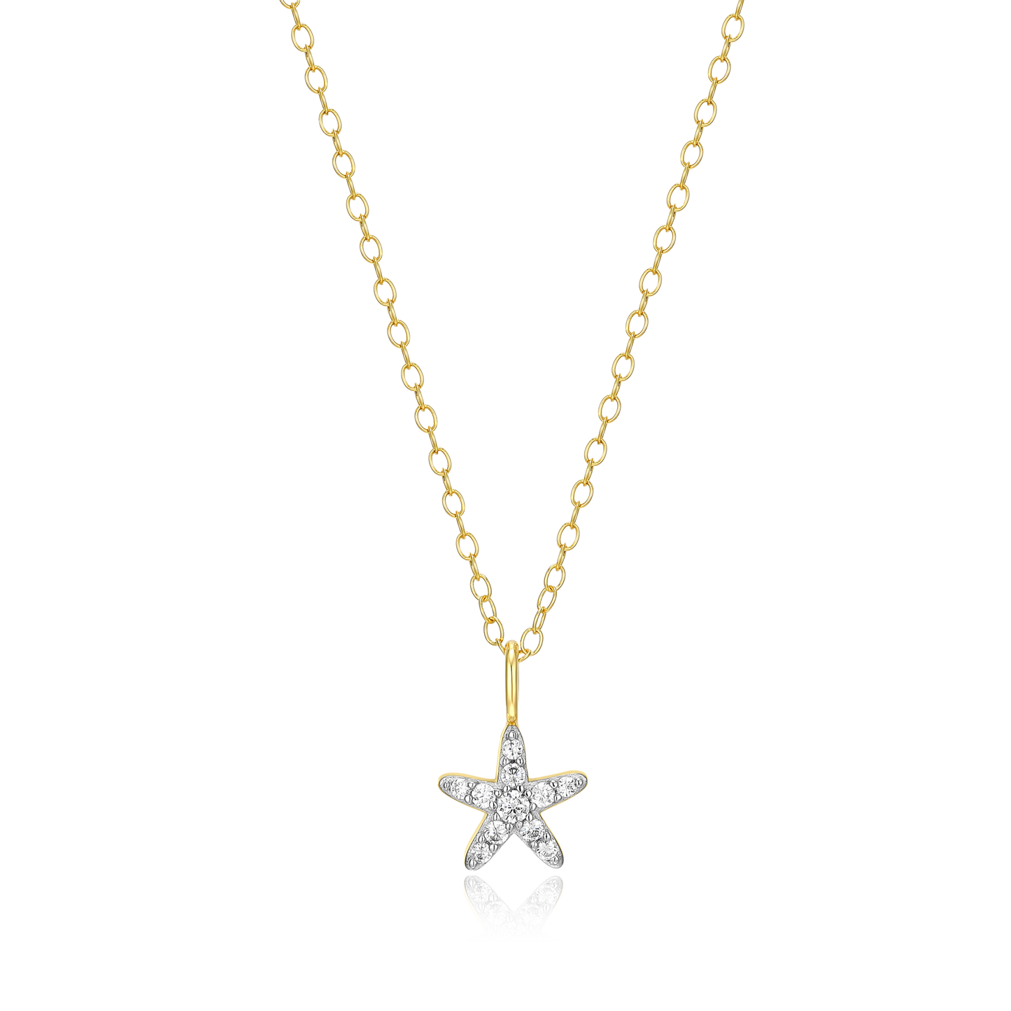 Starfish Statement Necklace in 14k Yellow Gold Plated Sterling Silver