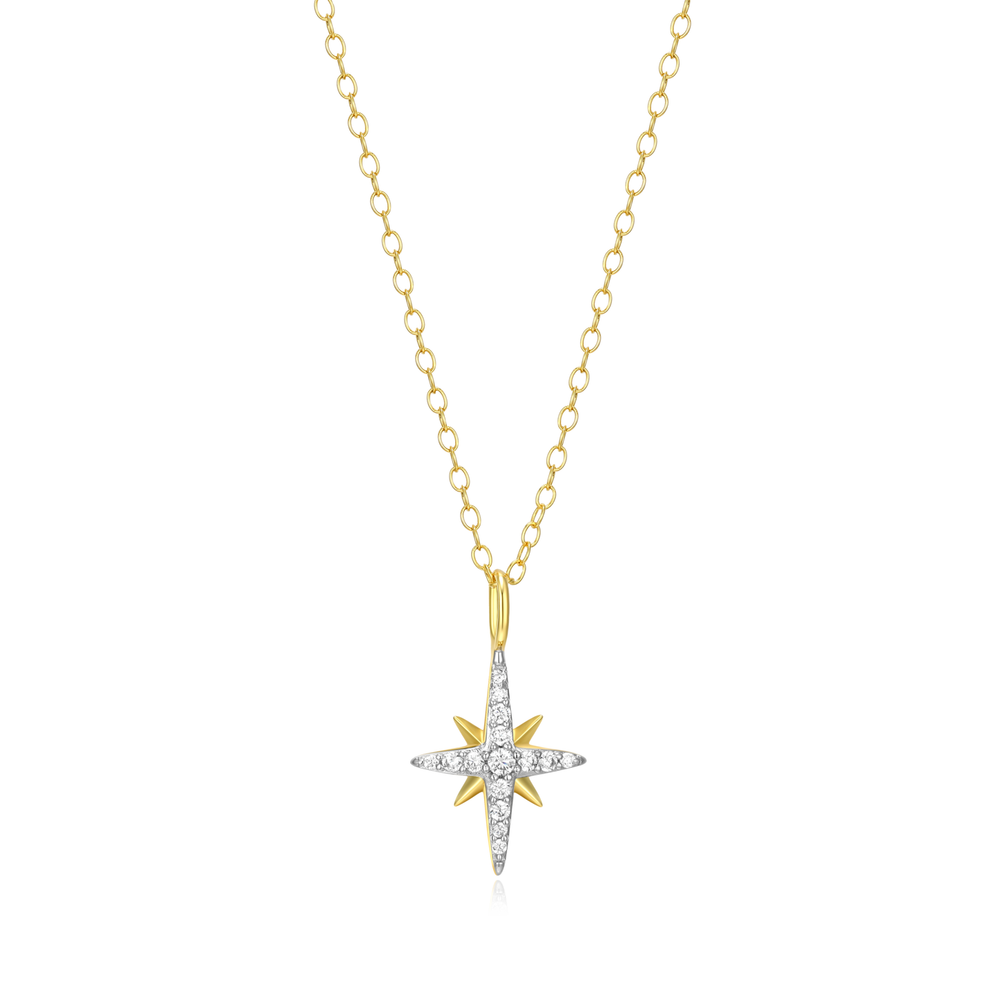 Cardinal Points Pendant Necklace in 14k Yellow Gold Plated Sterling Silver