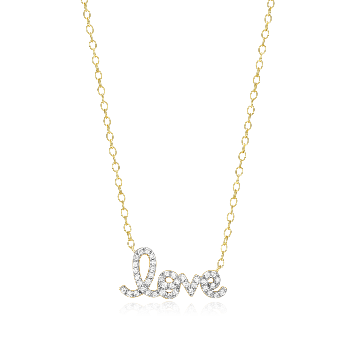 Love Statement Necklace in 14k Yellow Gold Plated Sterling Silver