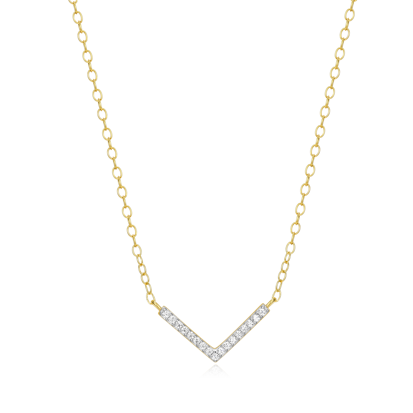 Chevron Statement Necklace in 14k Yellow Gold Plated Sterling Silver