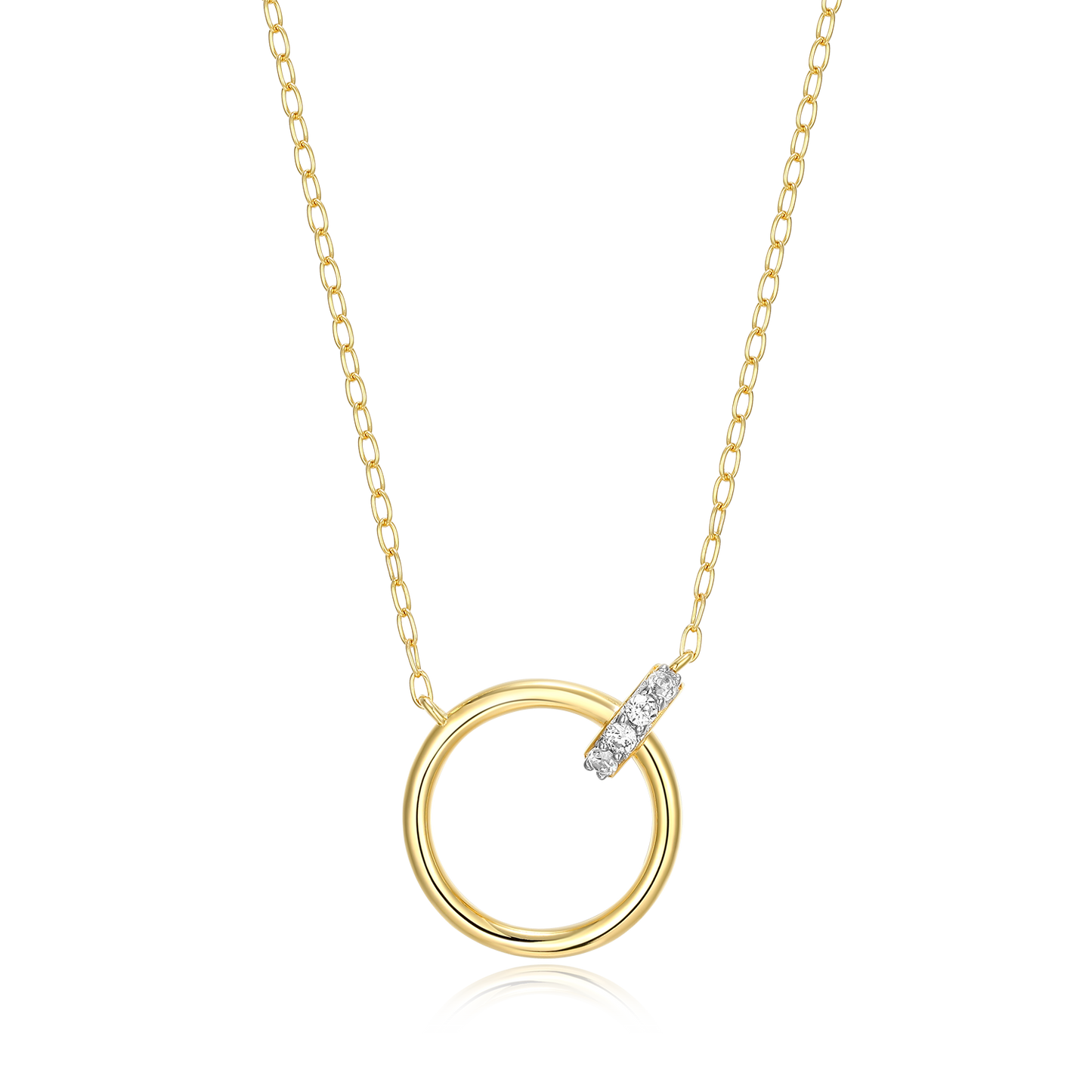 Open Circle Link Lab-Created Diamond Necklace in 14k Gold and Rhodium-Plated Sterling Silver