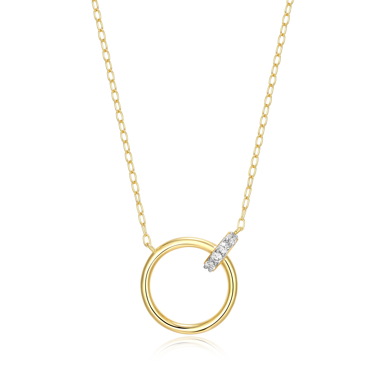 Open Circle Link Lab-Created Diamond Necklace in 14k Gold and Rhodium-Plated Sterling Silver