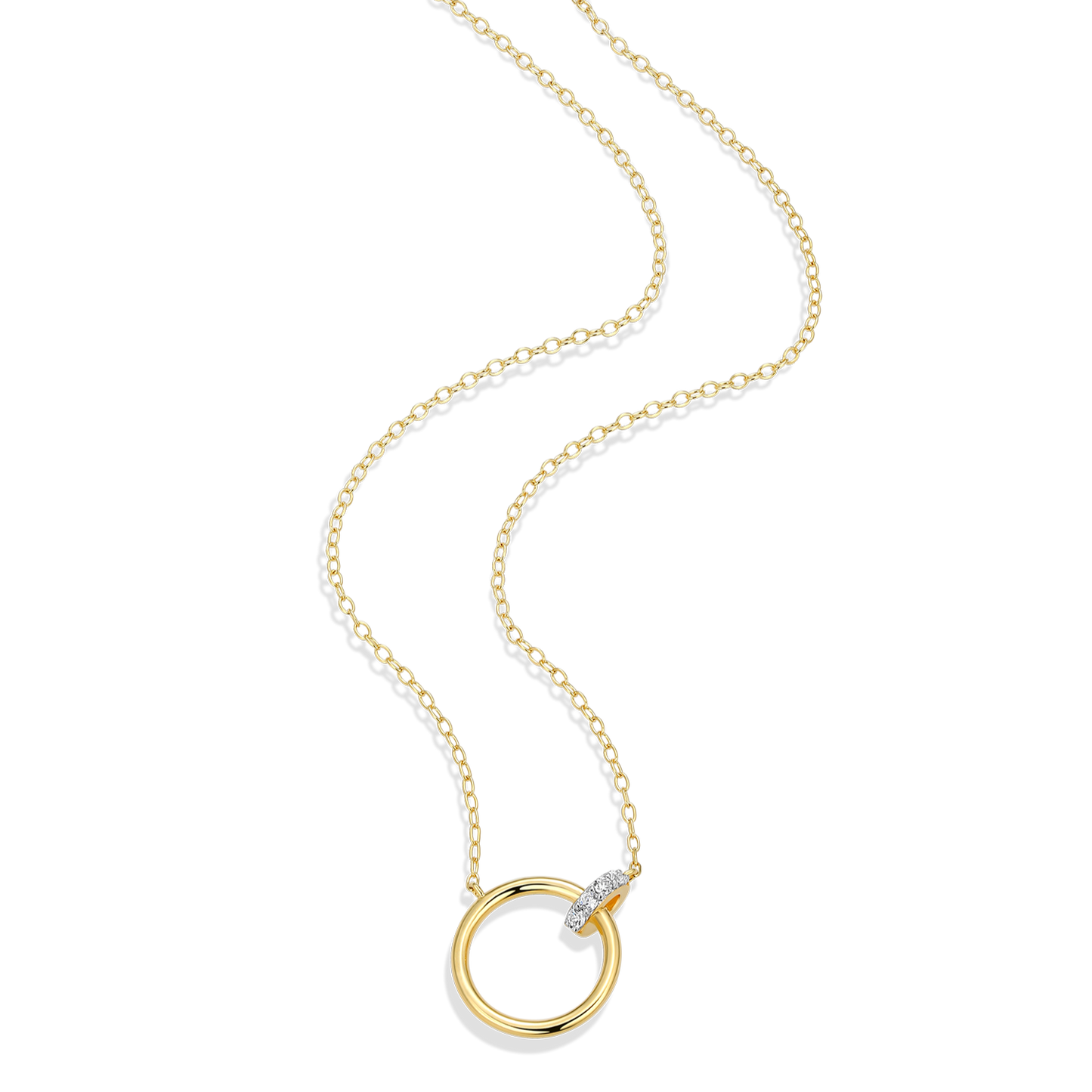 Open Circle Link Lab-Created Diamond Necklace in 14k Gold and Rhodium-Plated Sterling Silver