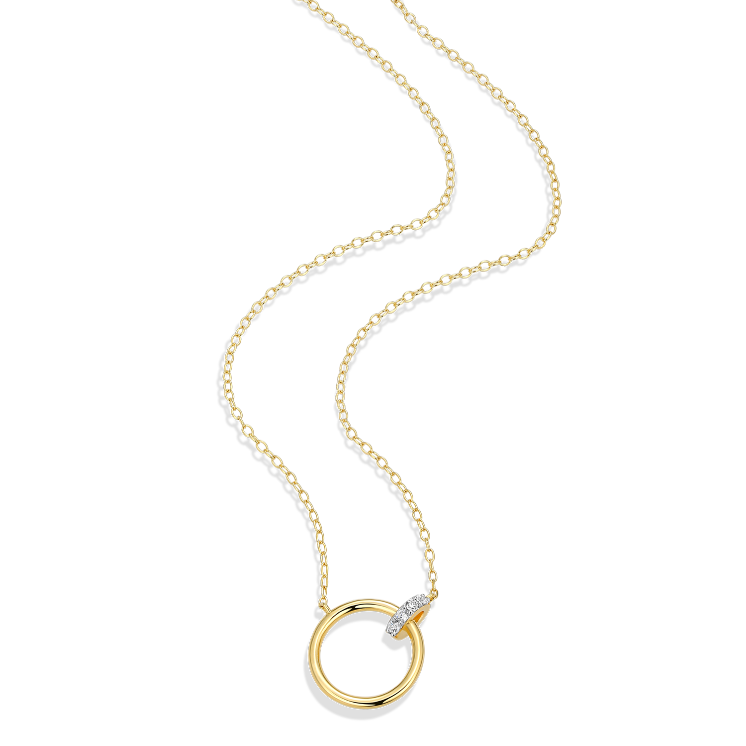 Open Circle Link Lab-Created Diamond Necklace in 14k Gold and Rhodium-Plated Sterling Silver