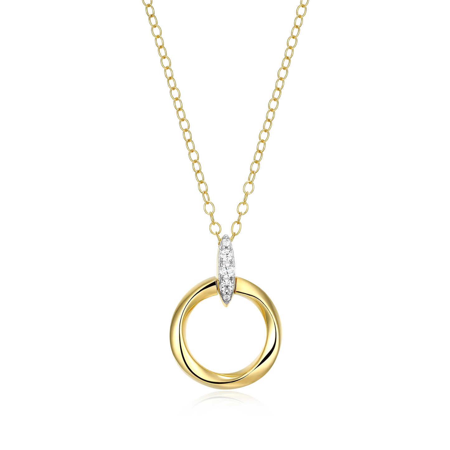 Knife Edge Circle Link Lab-Created Diamond Pendant Necklace in 14k Gold and Rhodium-Plated Sterling Silver