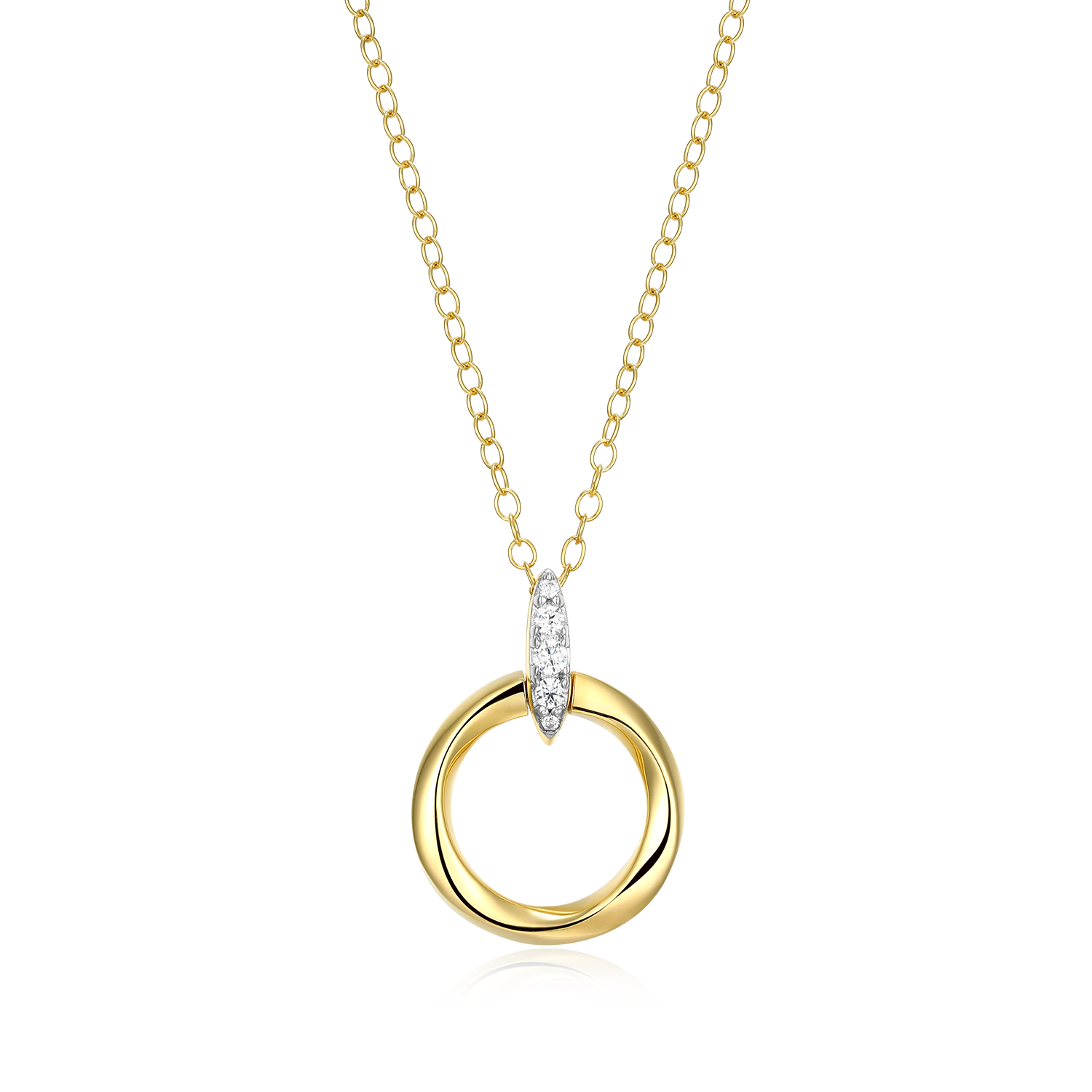 Knife Edge Circle Link Lab-Created Diamond Pendant Necklace in 14k Gold and Rhodium-Plated Sterling Silver