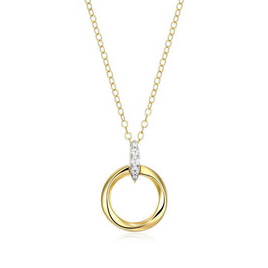 Knife Edge Circle Link Lab-Created Diamond Pendant Necklace in 14k Gold and Rhodium-Plated Sterling Silver