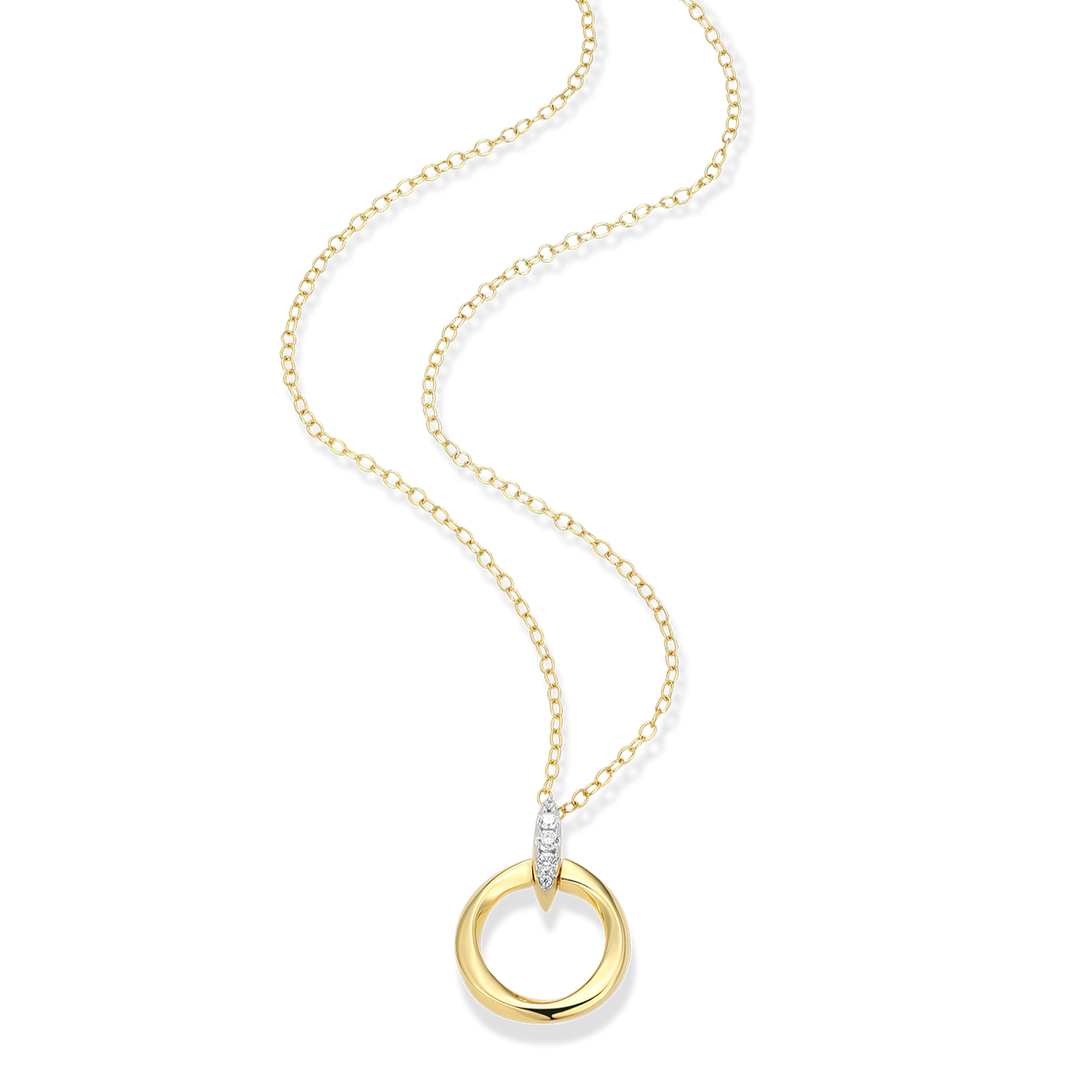 Knife Edge Circle Link Lab-Created Diamond Pendant Necklace in 14k Gold and Rhodium-Plated Sterling Silver