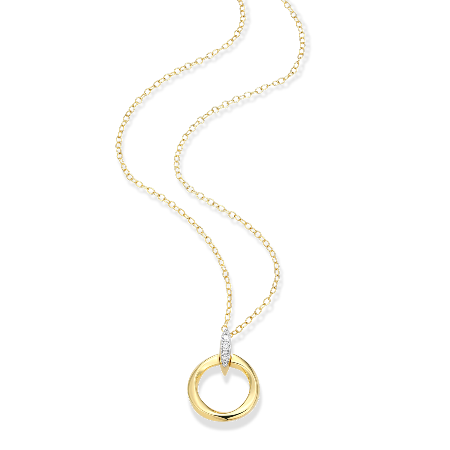 Knife Edge Circle Link Lab-Created Diamond Pendant Necklace in 14k Gold and Rhodium-Plated Sterling Silver