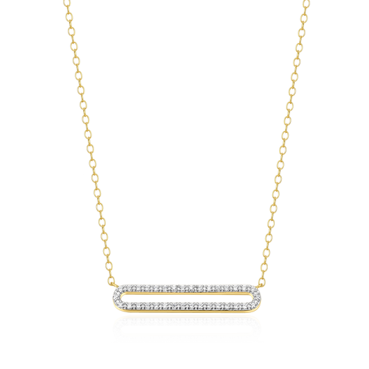 Paperclip Charm Necklace in 14K Yellow Gold Plated Sterling Silver