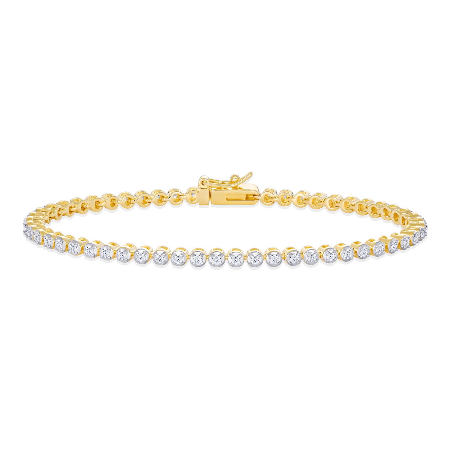 Diamond Tennis Bracelet in 14k Yellow Gold Plated Sterling Silver